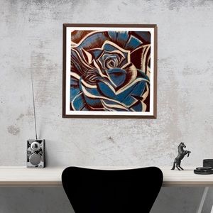 Blue Dark or bright Rose Art Print Wall Decor